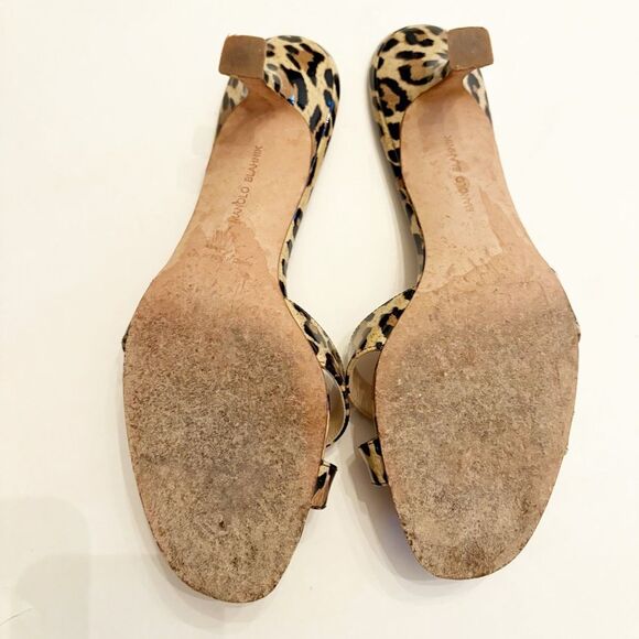 Manolo Blahnik Leopard Print Sandal patent Leather Kitten Heels 38.5 Italy - Picture 10 of 12